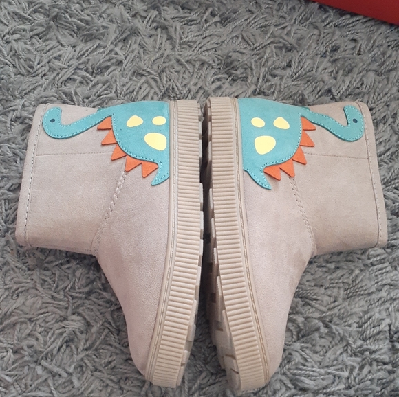Bottes Hautes Cat & Jack Bleu Marine Et Marron à Motif Dinosaure - Taille 5 Toddler - Toile - Occasion Très Bon état